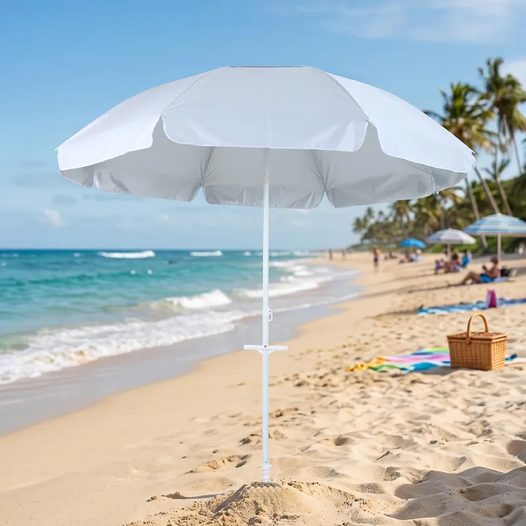 Quitasol de Playa Aluminio 250x234 metros Blanco