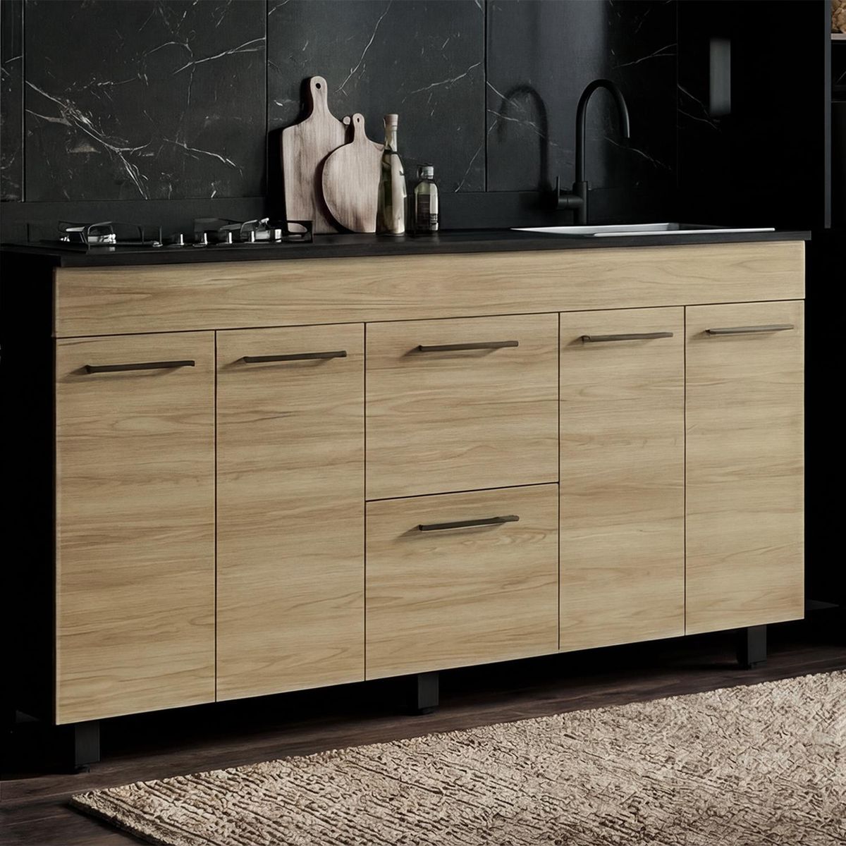 Mueble de cocina base con cubierta 150 cm Luna incluye perforacion para lavaplatos derecha, marca JUST HOME COLLECTION - Foto Principal