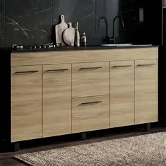 JUST HOME COLLECTION - Mueble de cocina base con cubierta 150 cm Luna incluye perforacion para lavaplatos derecha