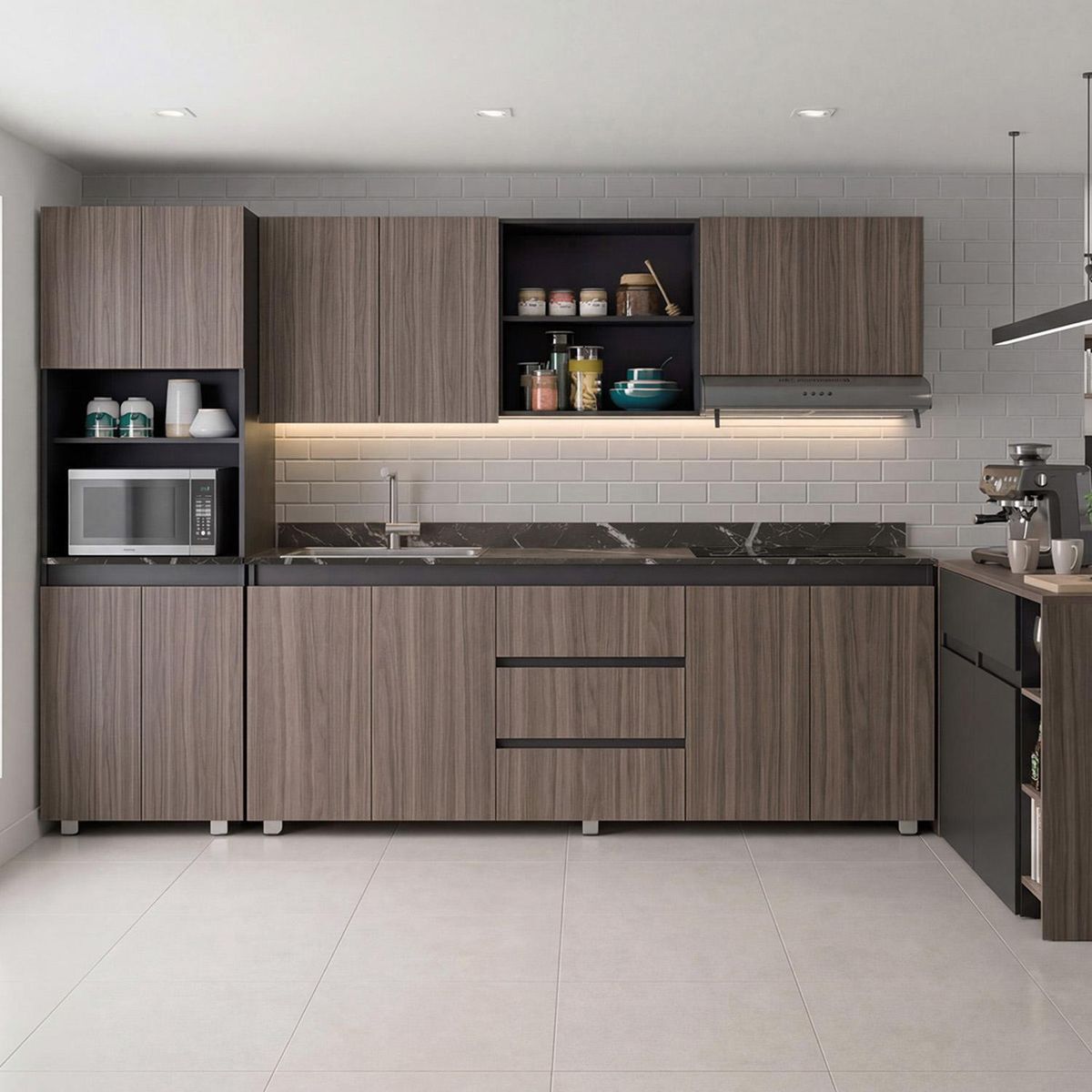 JUST HOME COLLECTION - Mueble de cocina mural 180 cm Vimo Avellana