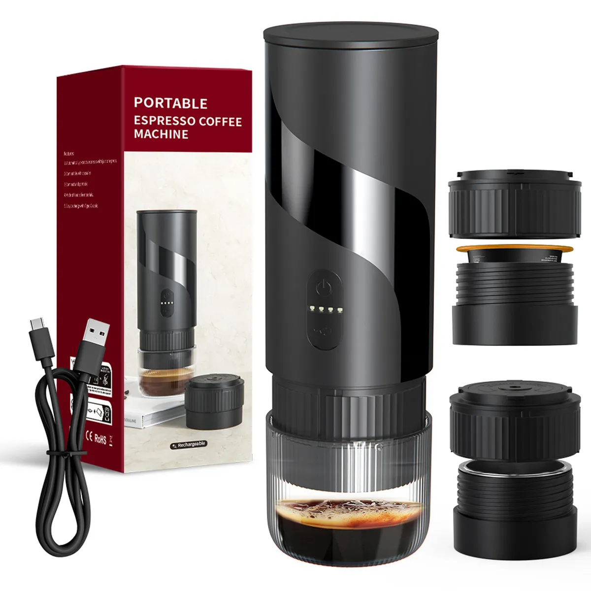 Mini Maquina Espresso 100 ml 10 W Negro, marca VOLKER - Foto Principal