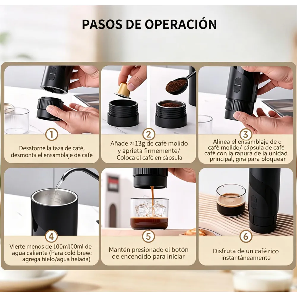 Volker Mini Máquina Espresso KFJ-1S Negro, foto 4