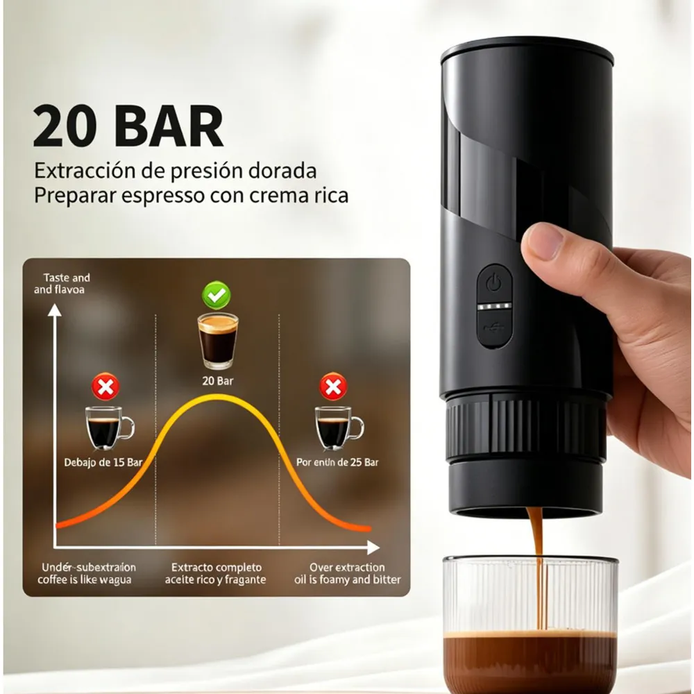 Volker Mini Máquina Espresso KFJ-1S Negro, foto 8