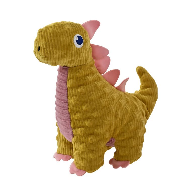 Juguete para perro peluche dinosaurio verde y rosa