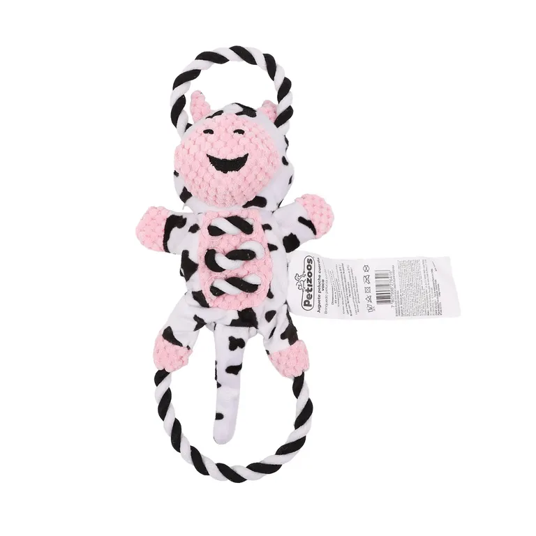 Juguete para perro peluche con cuerda vaca 36x33cm