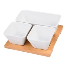 JUST HOME COLLECTION - Set 3 Bowls Picoteo con Tabla Bamboo