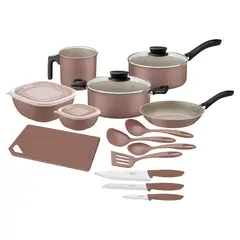 TRAMONTINA - Batería de Cocina 14 Piezas Aluminio Beige
