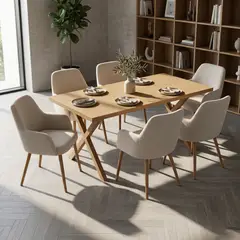 JUST HOME COLLECTION - Juego de Comedor Tablo 6 Sillas Mesa Rectangular 180x90x76 cm Madera