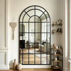 JUST HOME COLLECTION - Espejo Decorativo Forma Semicírculo 98x180 cm Negro Arco