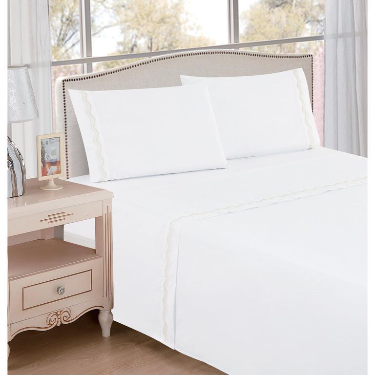 Sabana Zigzag 2 plazas 200 Hilos Blanco