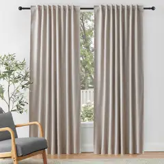 JUST HOME COLLECTION - Set Cortinas 100% Black Out 2 Paños 140X220 Beige