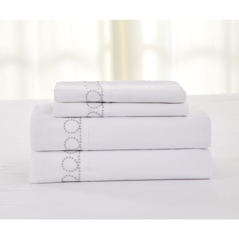 Sabana Bordado King 200 Hilos Blanco