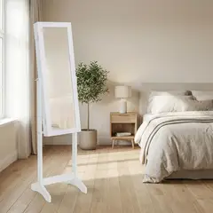 JUST HOME COLLECTION - Espejo Joyero Organizador Rectangular 33.8 x150 cm Blanco