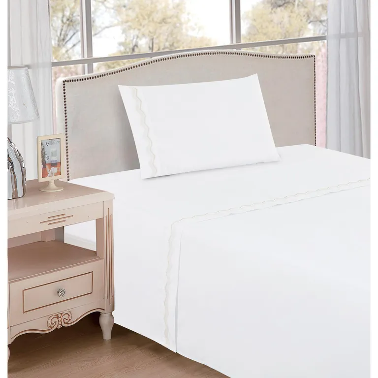 Sabana Zigzag 1.5 plazas 200 Hilos Blanco