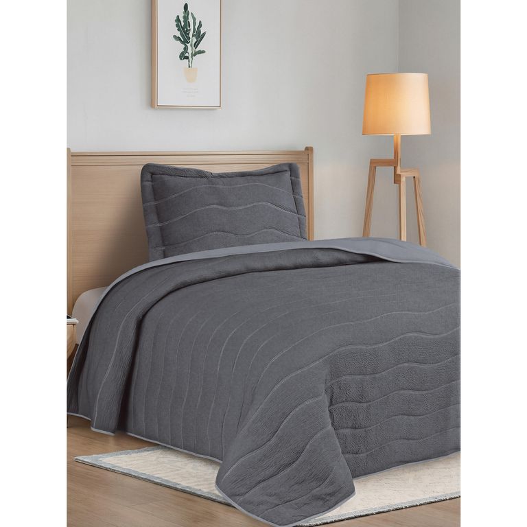 Quilt 1.5 plazas Textura Gris