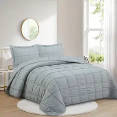 JUST HOME COLLECTION - Quilt King Liso Gris