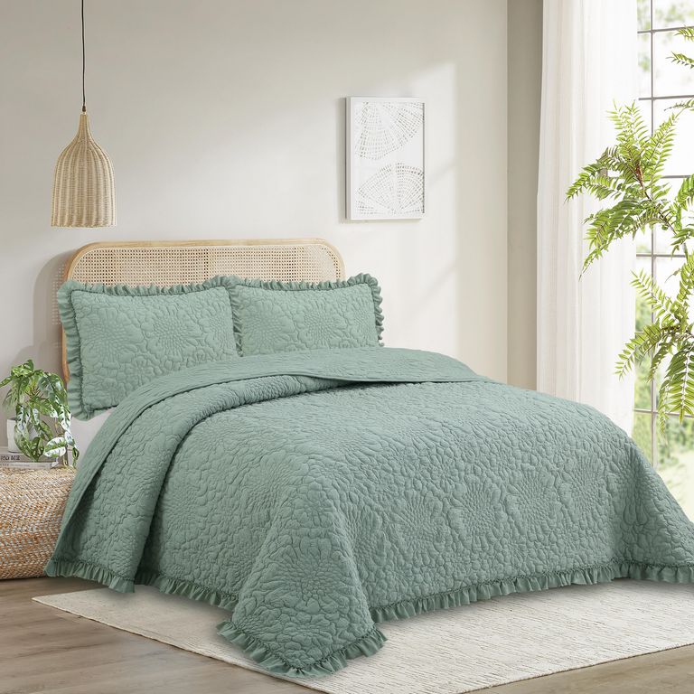 Quilt 1.5 plazas Liso Verde