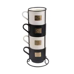 JUST HOME COLLECTION - Set 4 Mug 330 ml Rack Metálico