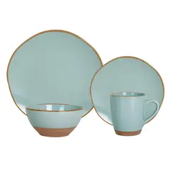 JUST HOME COLLECTION - Juego de Loza 16 Piezas Cerámica Azul