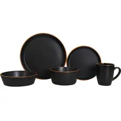 JUST HOME COLLECTION - Juego de Loza 30 Piezas Cerámica Frias Negro