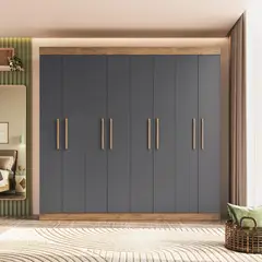 NON BRANDED - Clóset 8 Puerta(s) 12 Repisa(s) 206x200x40 cm Gris