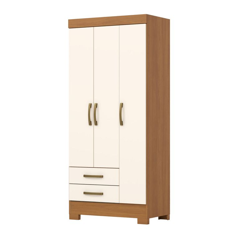 Clóset 3 Puerta(s) 2 Cajón(es) 5 Repisa(s) 82.5x185x46.5 cm Cinamomo/Blanco