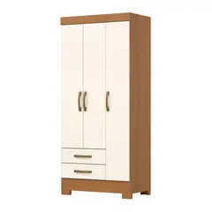 NON BRANDED - Clóset 3 Puerta(s) 2 Cajón(es) 5 Repisa(s) 82.5x185x46.5 cm Cinamomo/Blanco