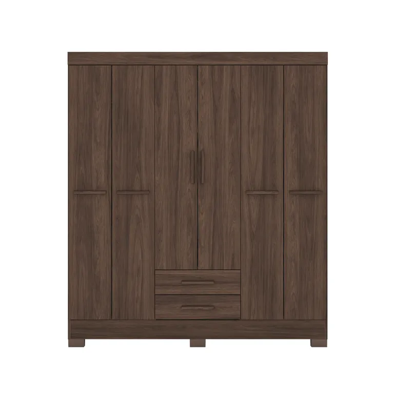 Clóset 6 Puerta(s) 2 Cajón(es) 6 Repisa(s) 163x185x46.5 cm Castaño