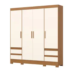 NON BRANDED - Clóset 4 Puerta(s) 4 Cajón(es) 7 Repisa(s) 203x215x42.5 cm Cinamomo/Blanco