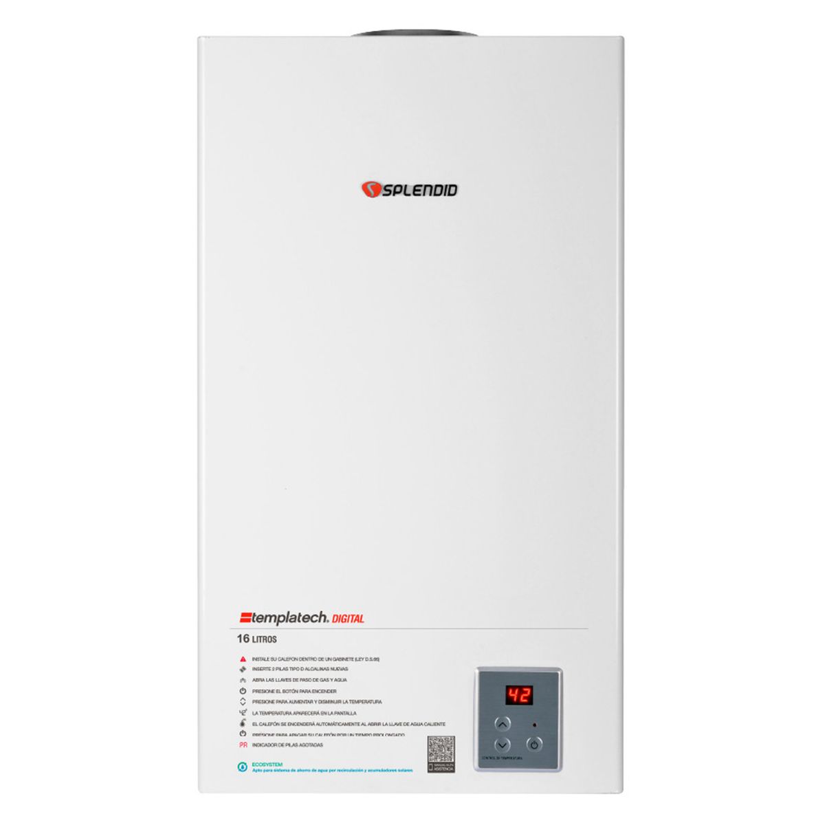 SPLENDID - Calefont Gas Natural 16 Litros Tiro Natural Ionizado