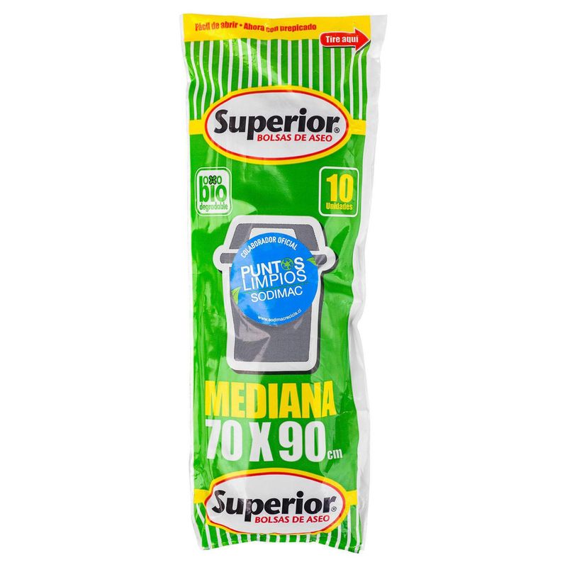 SUPERIOR - Bolsa de basura 70x90 cm 70 litros 10 unidades