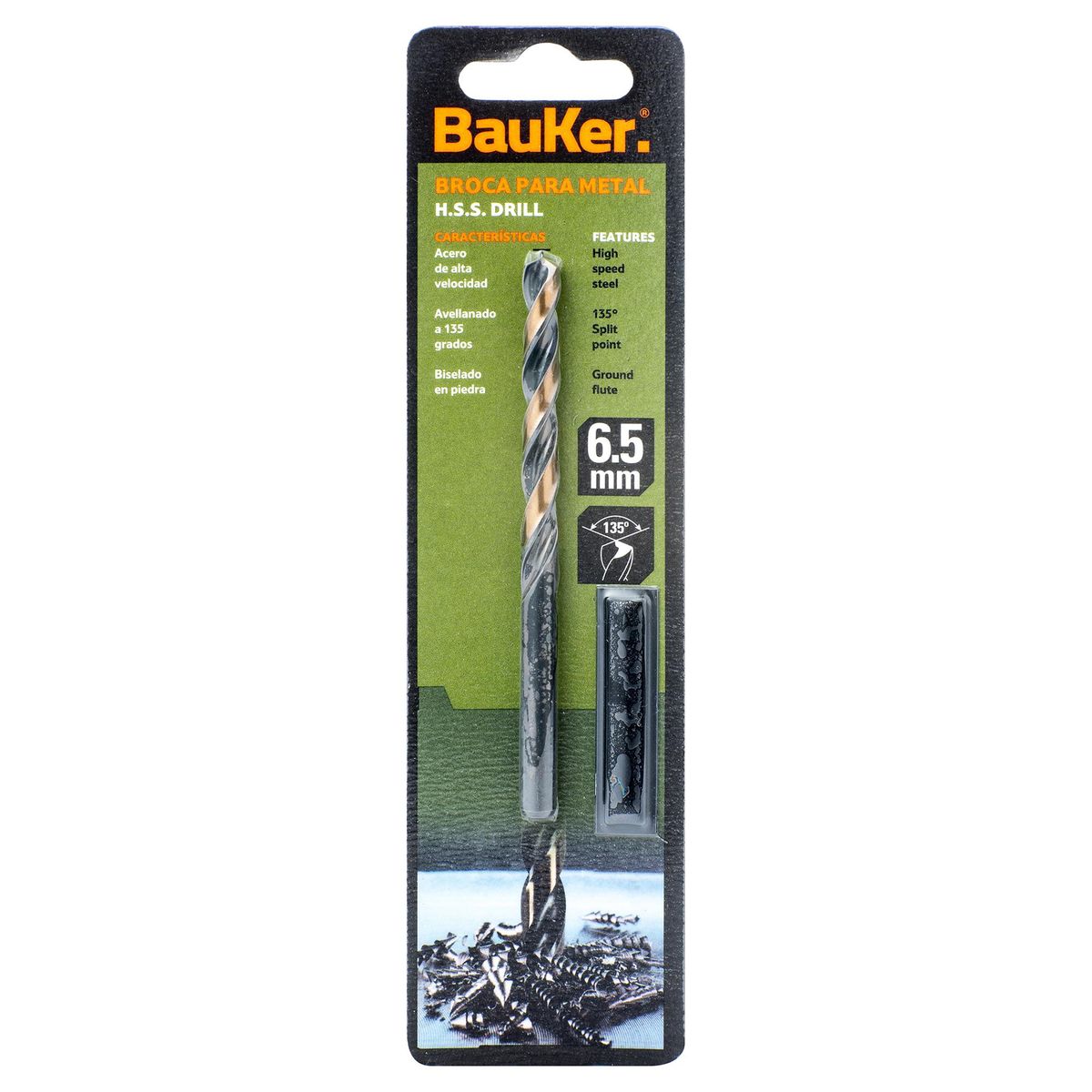 BAUKER - Broca para metal 6,5x100 mm