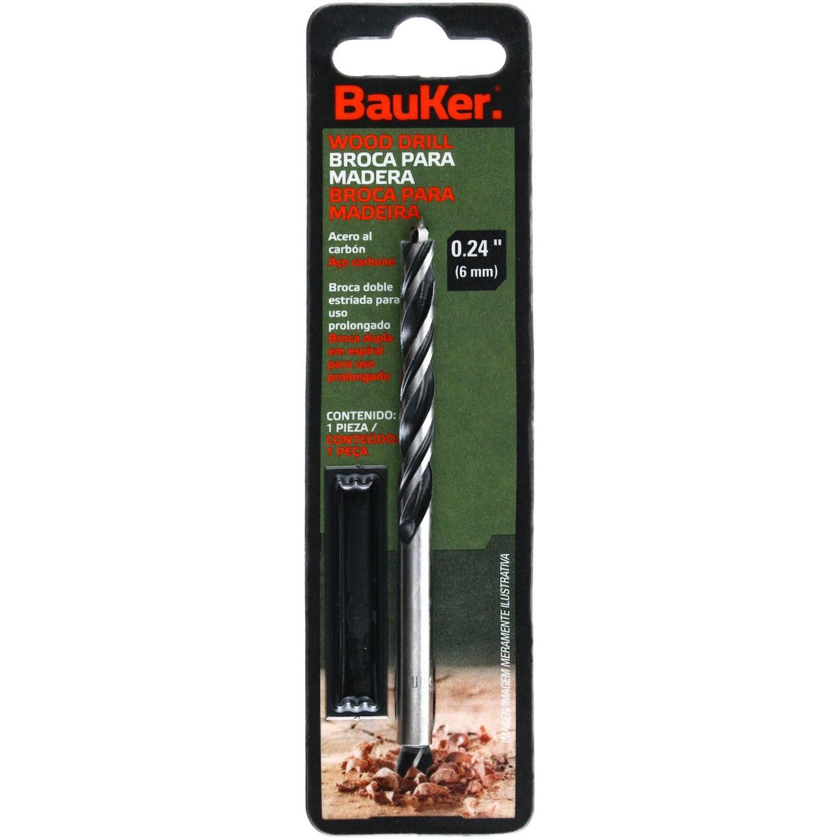 BAUKER - Broca para madera centradora 6x94 mm