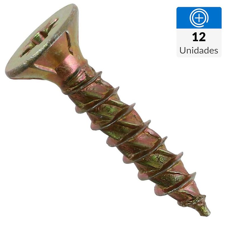 FIXSER - Tornillo Turbo screw Madera Cabeza Phillips Madera 5/8 " 5 mm 12 Unidades
