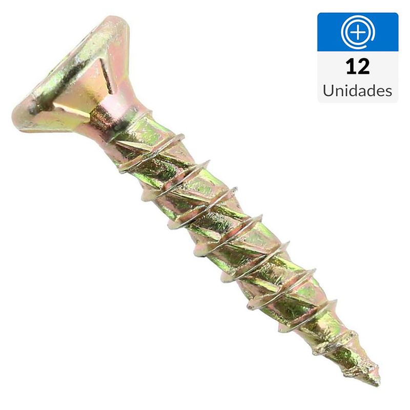 FIXSER - Tornillo Turbo screw Tirafondo Cabeza Phillips Madera 4 " 6 mm 12 Unidades