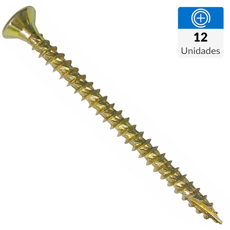 FIXSER - Tornillo Turbo screw Madera Cabeza Phillips Madera 1-1/2 " 8 mm 12 Unidades