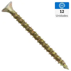 FIXSER - Tornillo Turbo screw Tirafondo Cabeza Phillips Madera 2 " 8 mm 12 Unidades