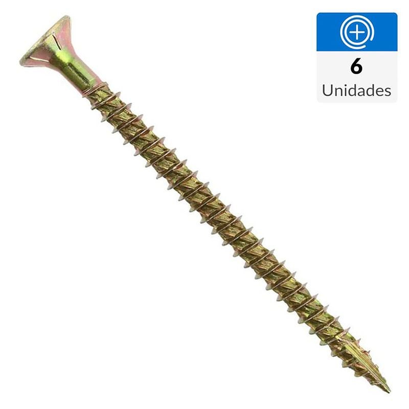 FIXSER - Tornillo Turbo screw Madera Cabeza Phillips Madera 2-3/4 " 10 mm 6 Unidades