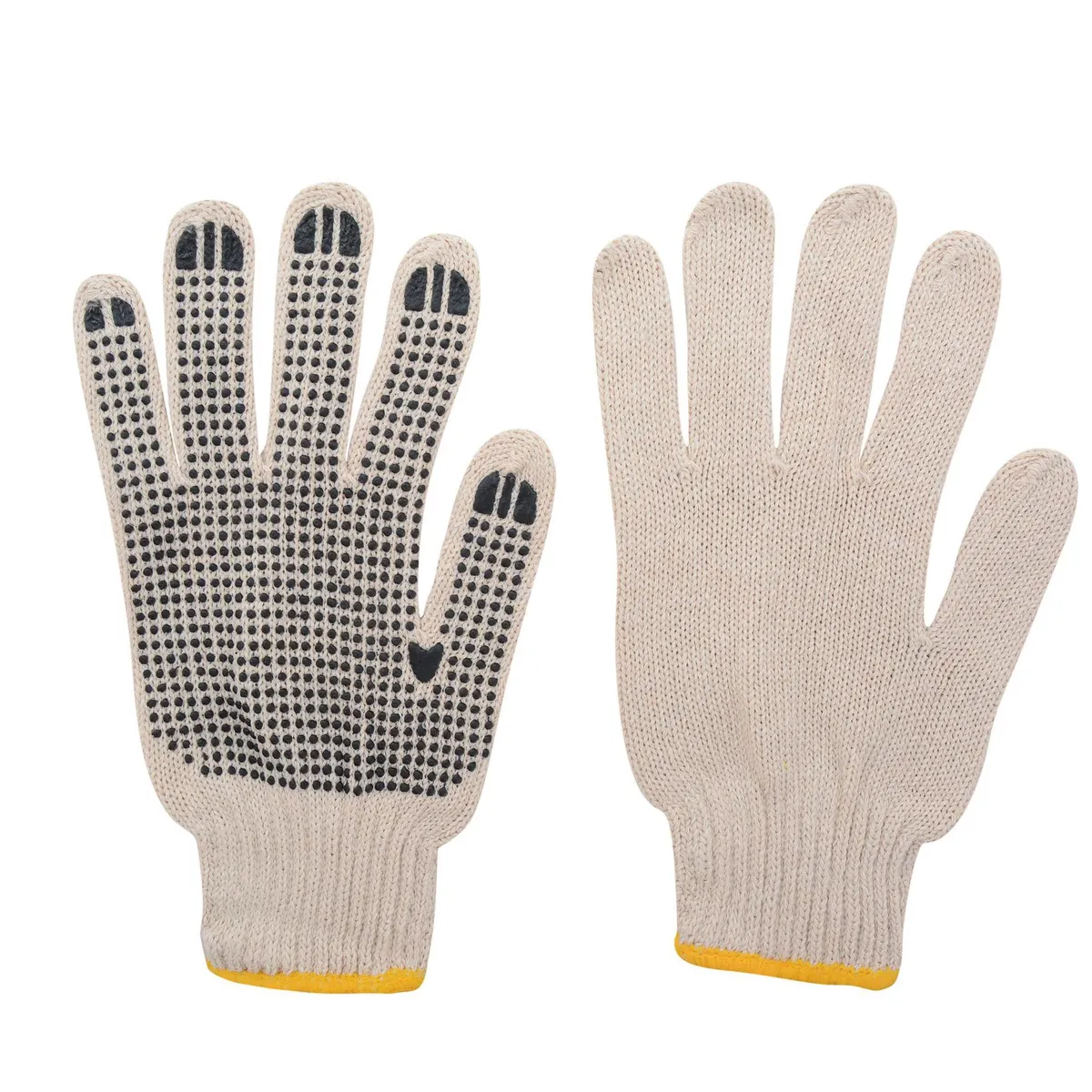 PROPAC - Propack 10 Pares Guantes Policotón de Algodón Talla única Blanco/Negro