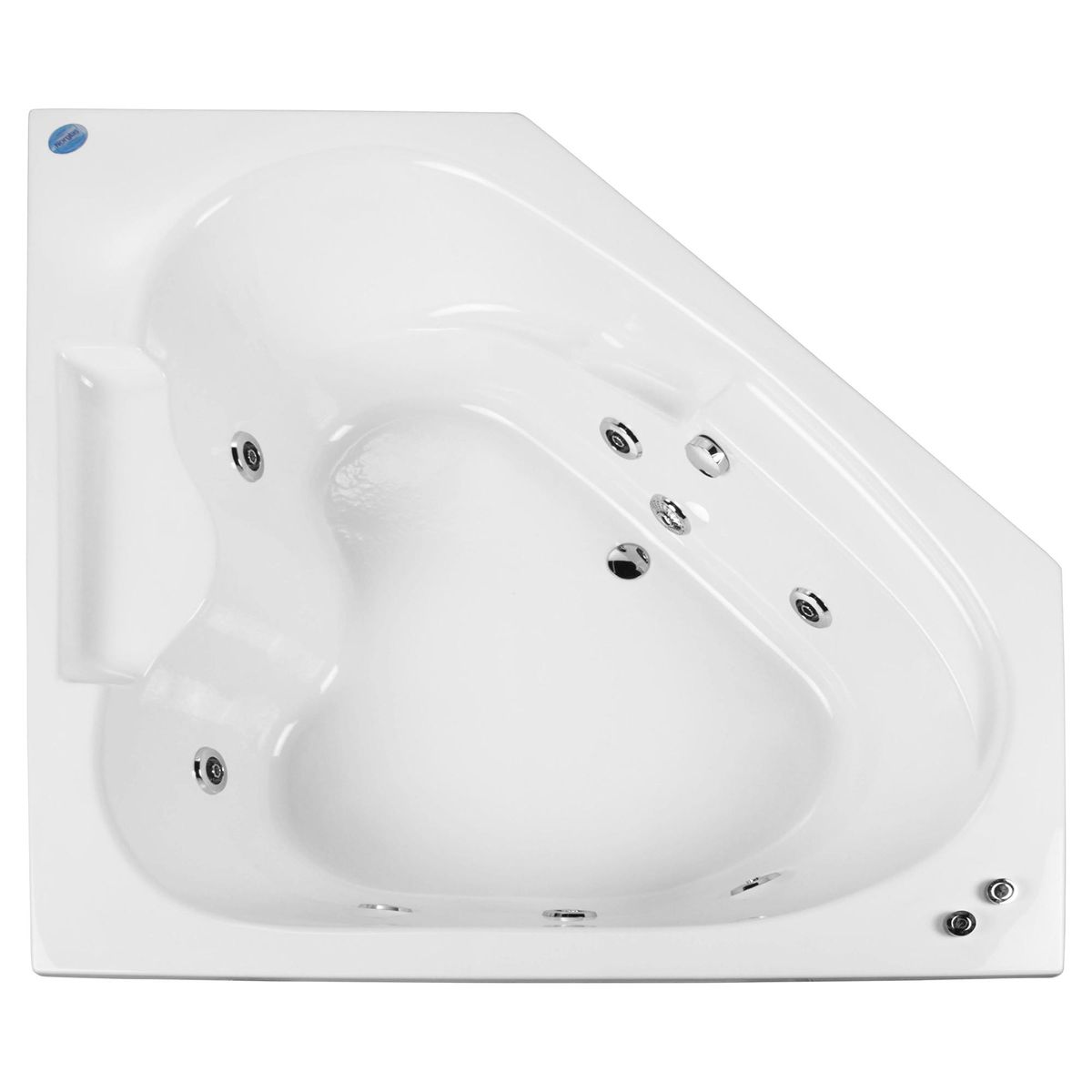 NORGLAS - Tina hidromasaje 370 l creta 7 jets derecha 150x150x50 cm