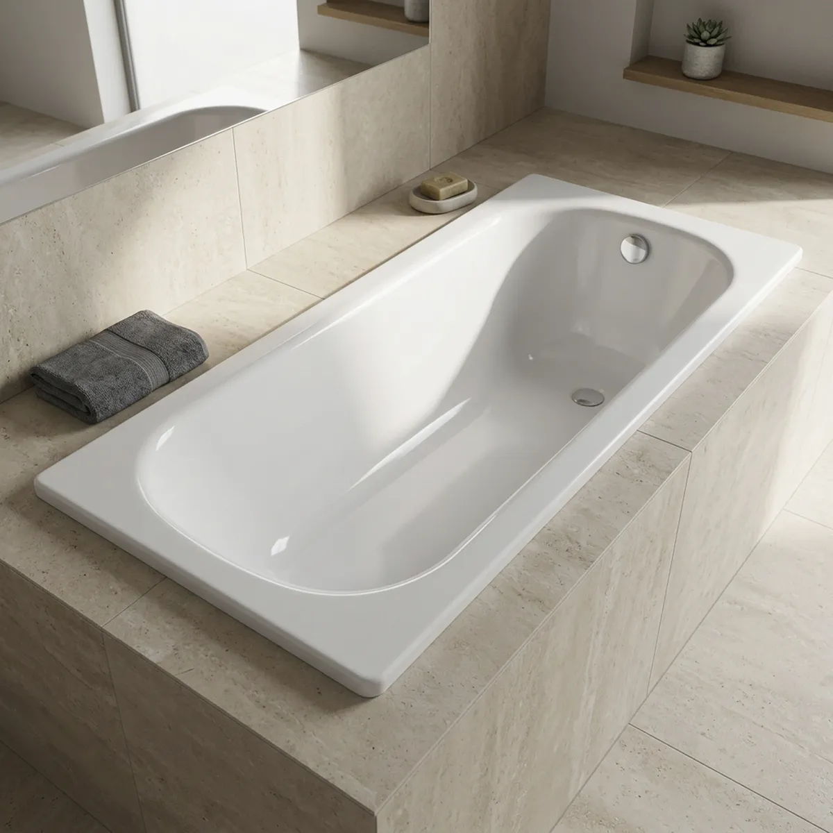 Tina de Baño 150x70 cm Rectangular Acero Esmaltado, marca SENSI DACQUA - Foto Principal