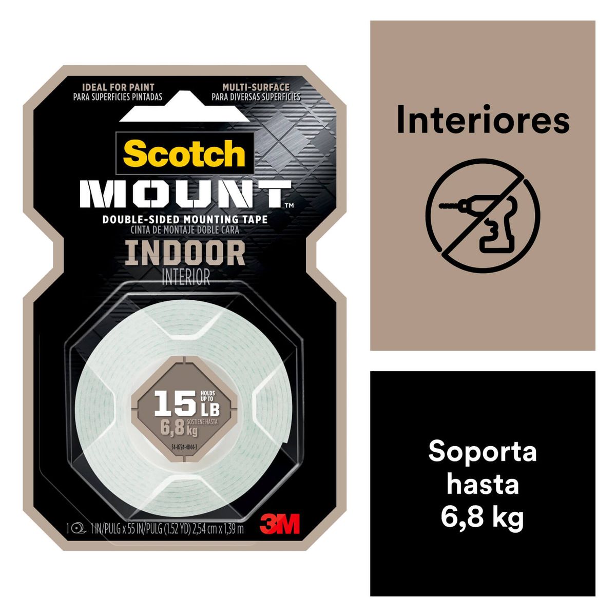 SCOTCH - Cinta Doble Faz Scotch-Mount Interiores 25.4 mm x 1.39 m