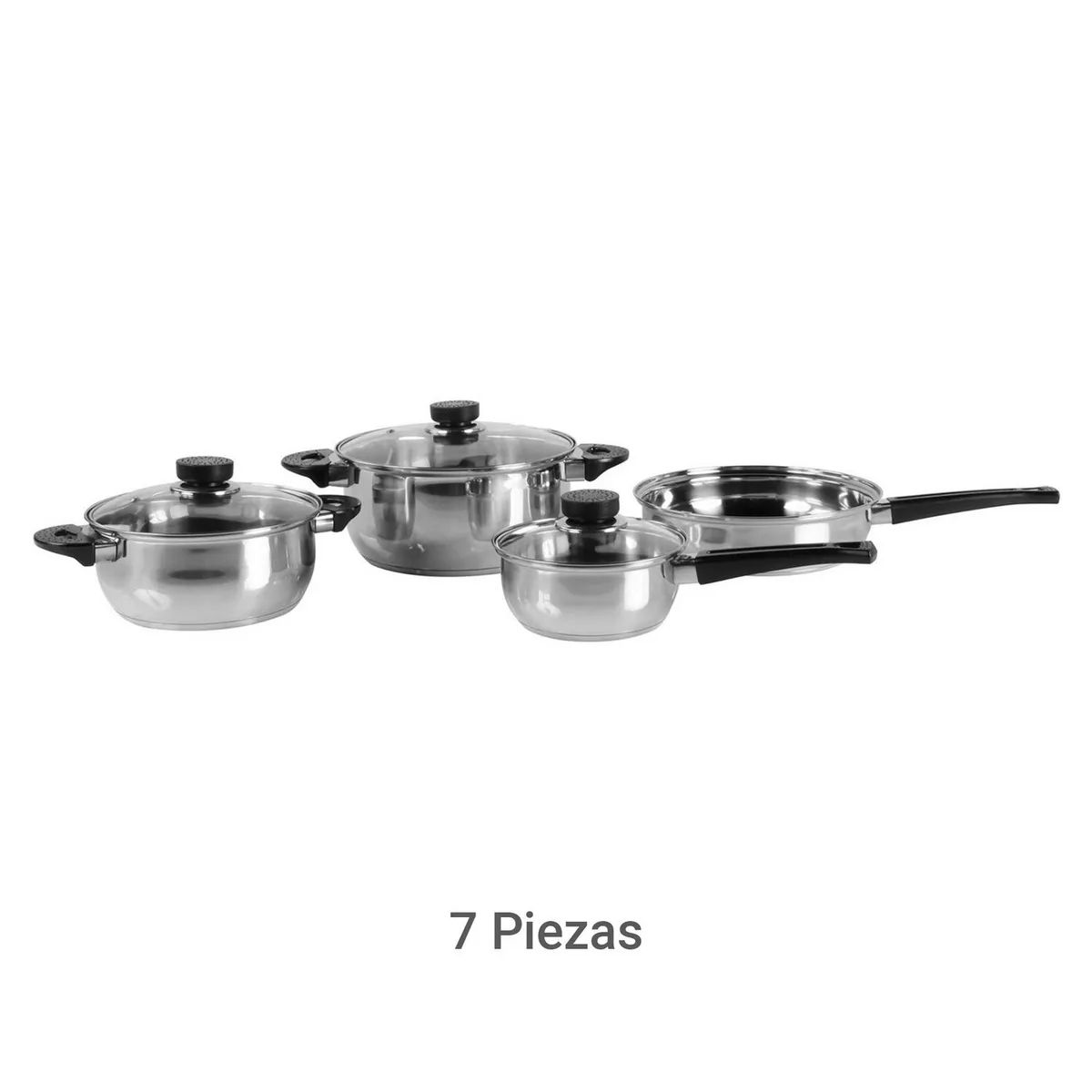 CASA BONITA - Batería de cocina 7 Piezas Acero inoxidable Ollas Plateado