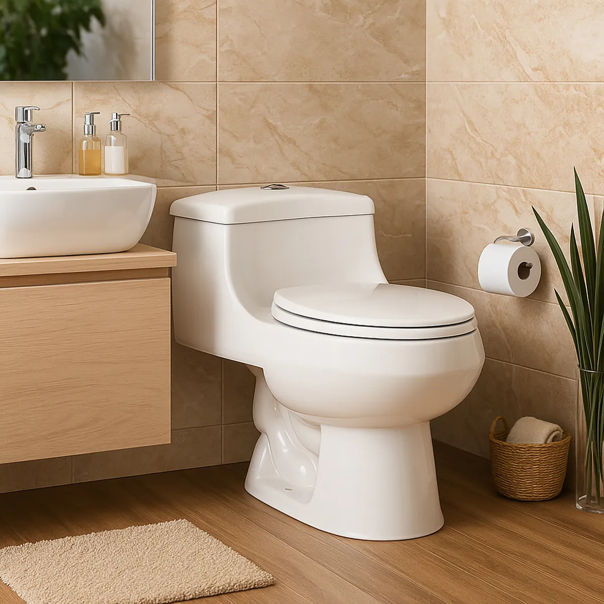 CORONA - Sanitario One piece a Piso 30,5 cm 6 Litros Montecarlo Blanco