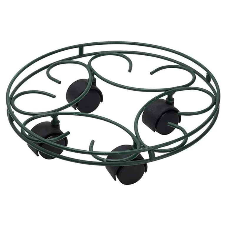 Portamacetero Circular Metálico Con Ruedas Para Macetas 31 Cm