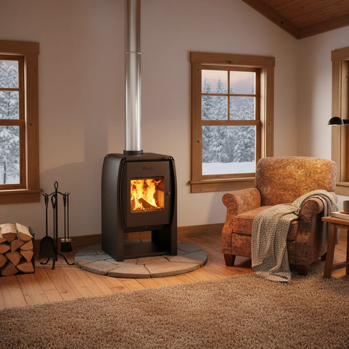 AMESTI - Estufa Leña Nordic 380 Gris Charcoal
