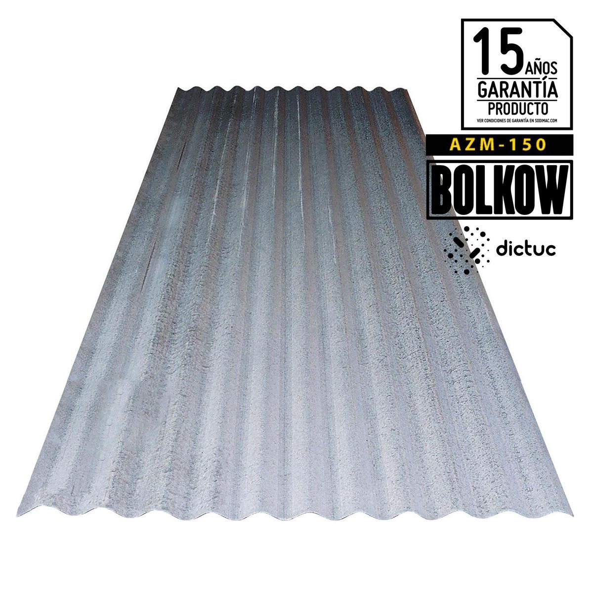BOLKOW - Plancha Zinc Acanalada 0.35 mm 85.1x400 cm Gris AZM150