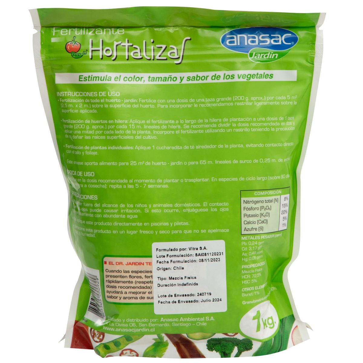 ANASAC - Fertilizantes para Hortalizas 1 kg bolsa