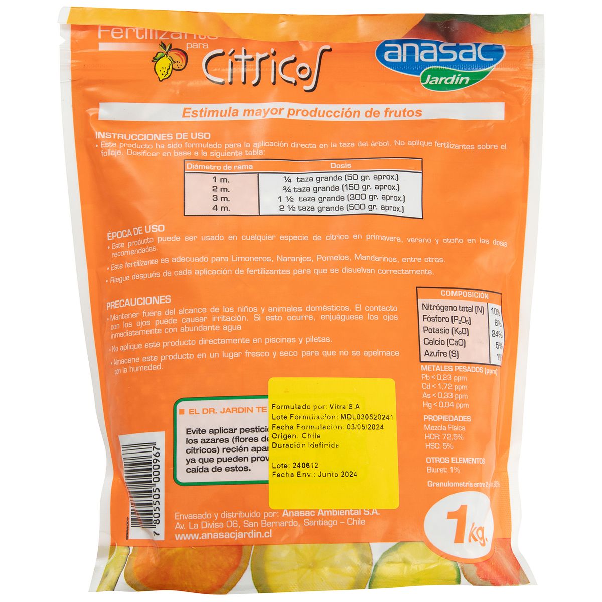 ANASAC - Fertilizante para Cítricos 1 kg bolsa