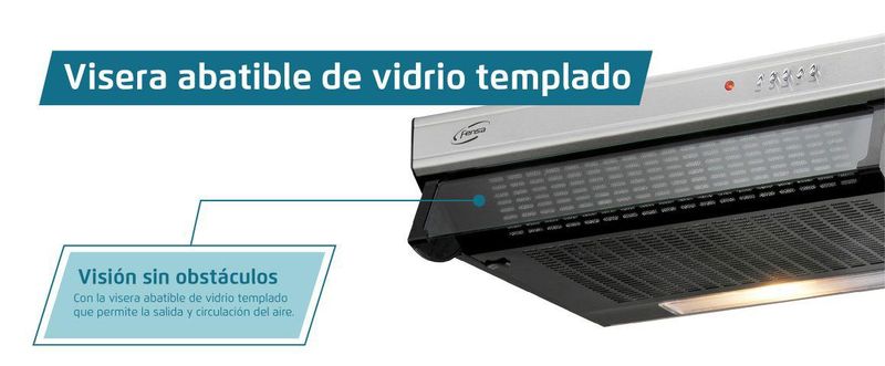 Visera abatible de vidrio templado. Visión sin obstáculos. Con la visera abatible de vidrio templado que permite la salida y circulación del aire.